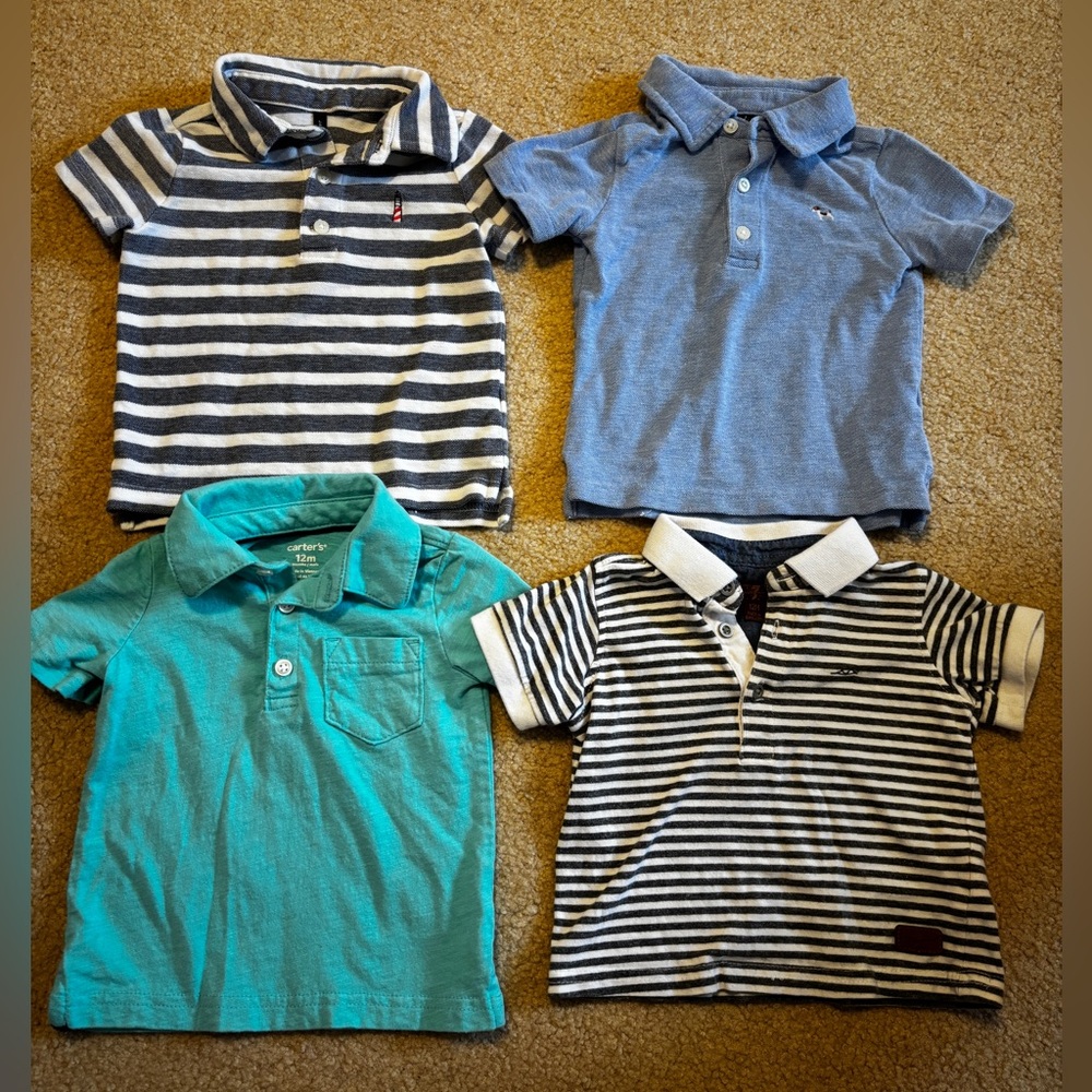 Boys Striped and Solid Polo Shirt Set Size 12 Months